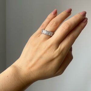 Diamonique baguette cut band ring